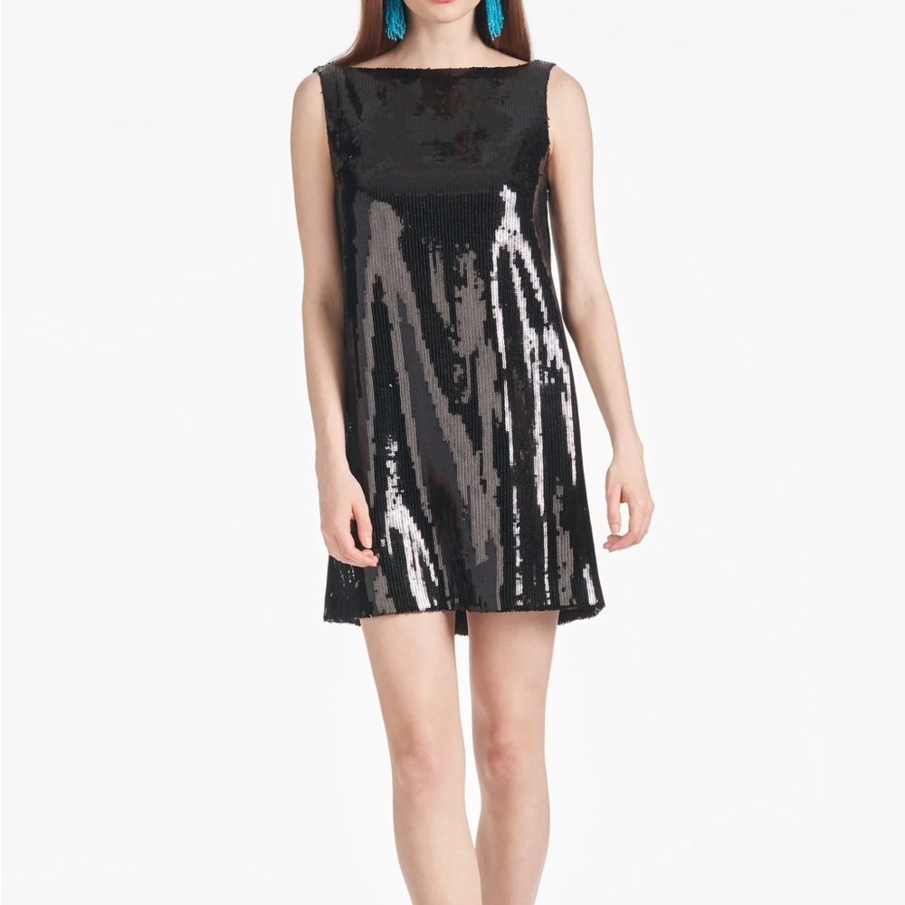 Sachin & Babi Women’s Size XL Black Sequin Addy Mini Sleeveless Dress.